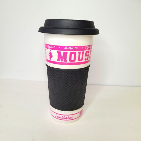 DISNEY Minnie Mouse Ceramic & Silicone Big Travel Mug Tumbler w/Sleeve - Picture 4 of 7